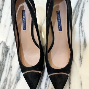 Stuart Weitzman Black Heels with Transparent Toe Detail